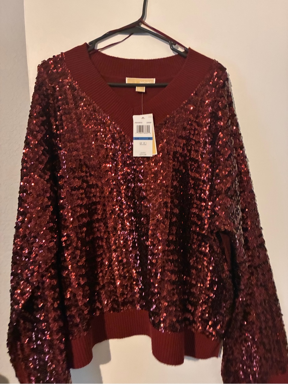 Michael Kors Red Sequin Crewneck Sweater